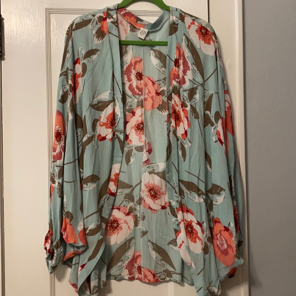 Mint green floral cocoon cardigan